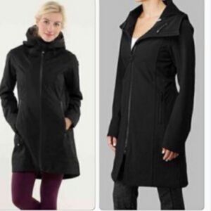Lululemon Apres Yoga Black Trench Coat Hooded Size 6